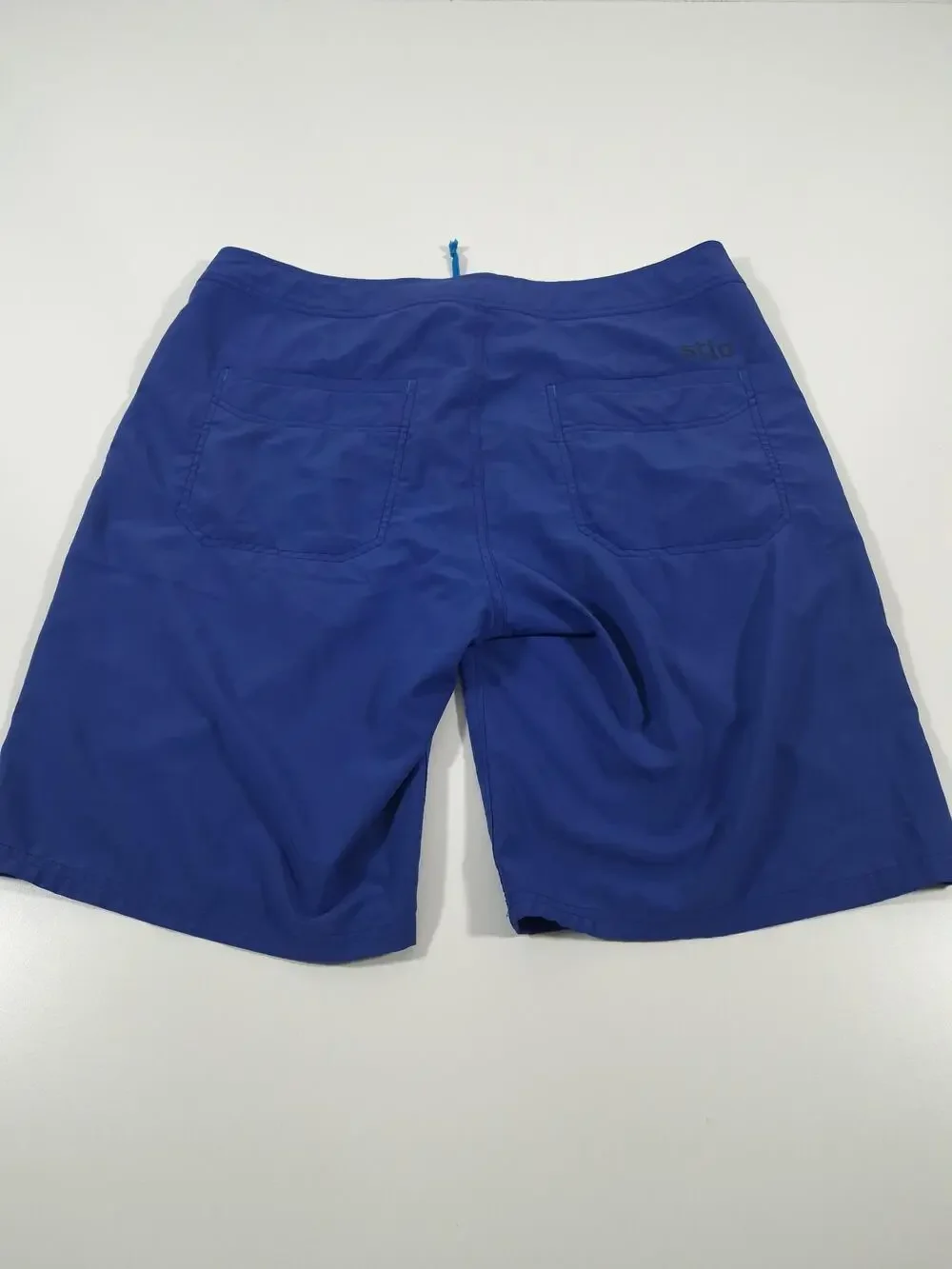 Stio Skyline Royal Board Shorts Mens 36 Blue Solid Stretch Swim Trunks Pockets